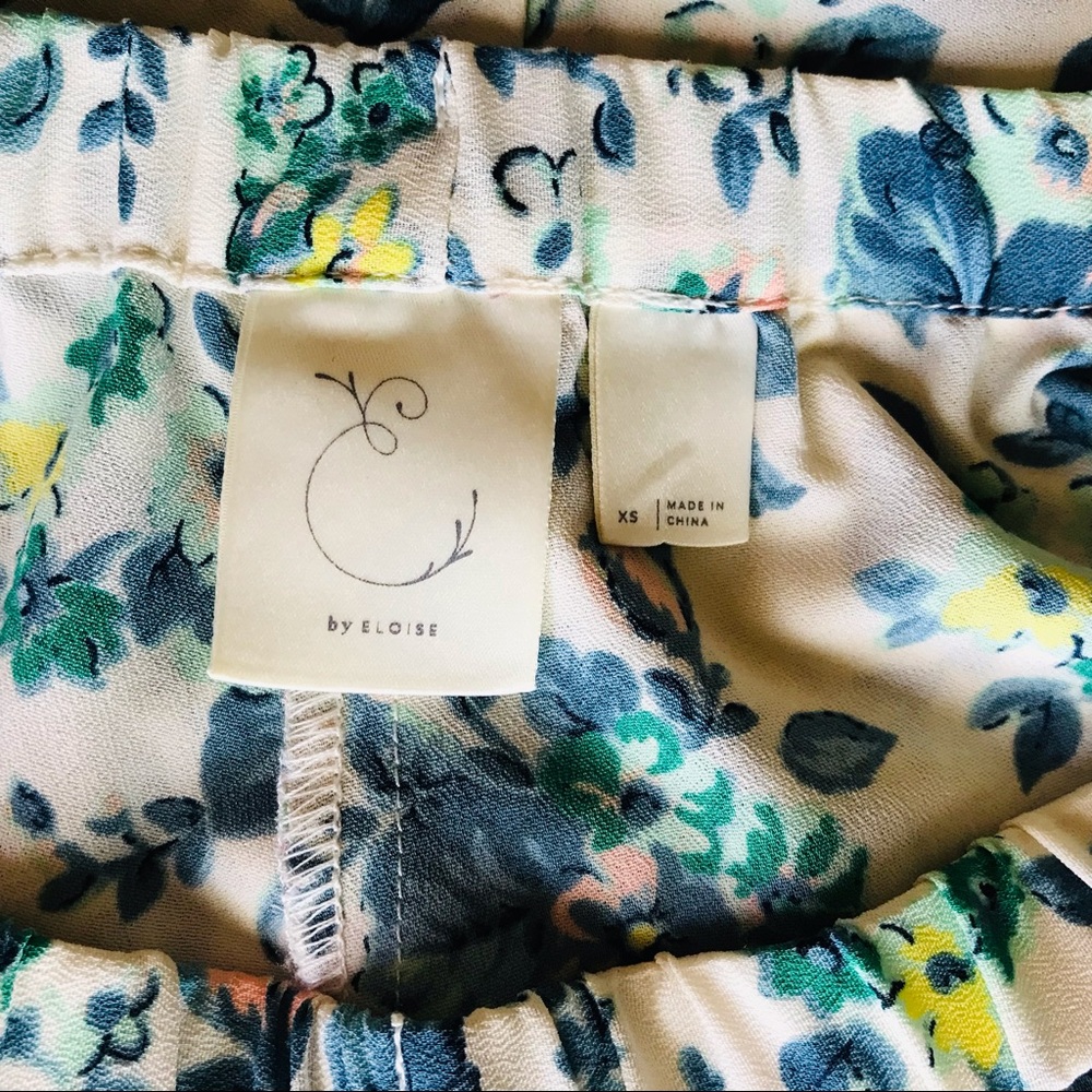 E BY ELOISE Floral Scalloped Hem Shorts Cream/Blue/Peach - Picture 11 of 12